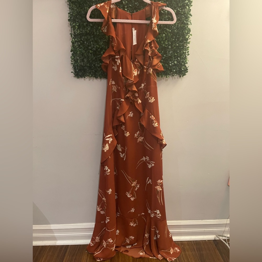 ASTR the label floral ruffle halter maxi dress size L
